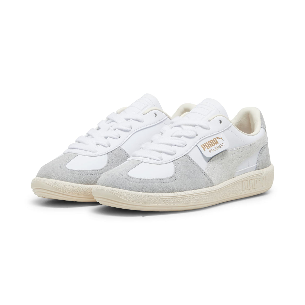 4 Colores, Tenis adolescentes de cuero Palermo – PUMA White-Cool Light Gray-Sugared Almond – vista 4