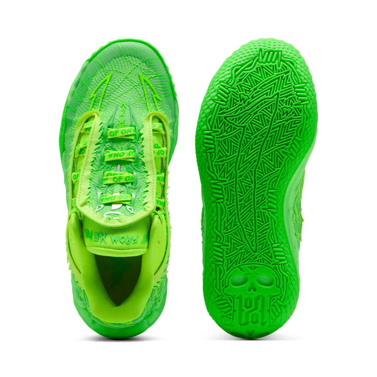 Tenis de básquet MB.05 Flourish para adolescentes – Fluro Green Pes-Fluro Yellow Pes – vista 4