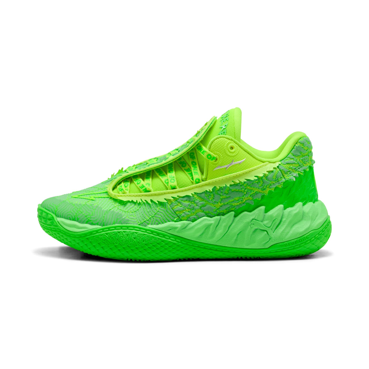 Tenis de básquet MB.05 Flourish para adolescentes – Fluro Green Pes-Fluro Yellow Pes – vista 1
