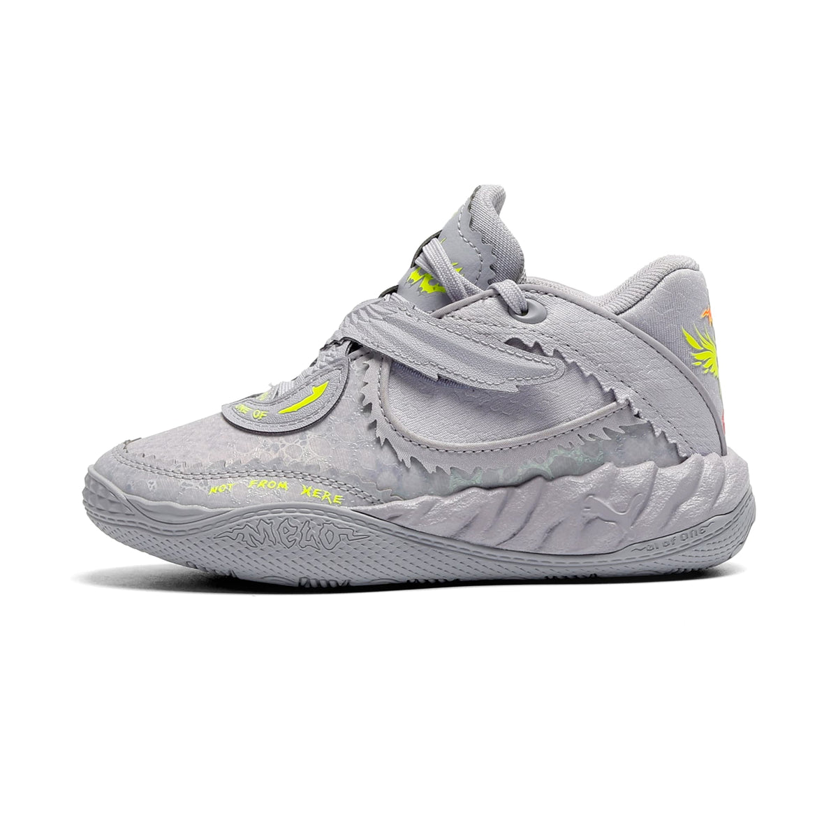 Tenis de baloncesto metálicos para niños MB.05 – Vibrant Silver-Yellow Alert-Glowing Red – vista 1