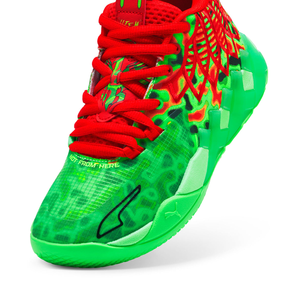 Tenis de baloncesto para niños grandes PUMA x LAMELO BALL MB.01 – Fluro Green Pes-PUMA Red – vista 6