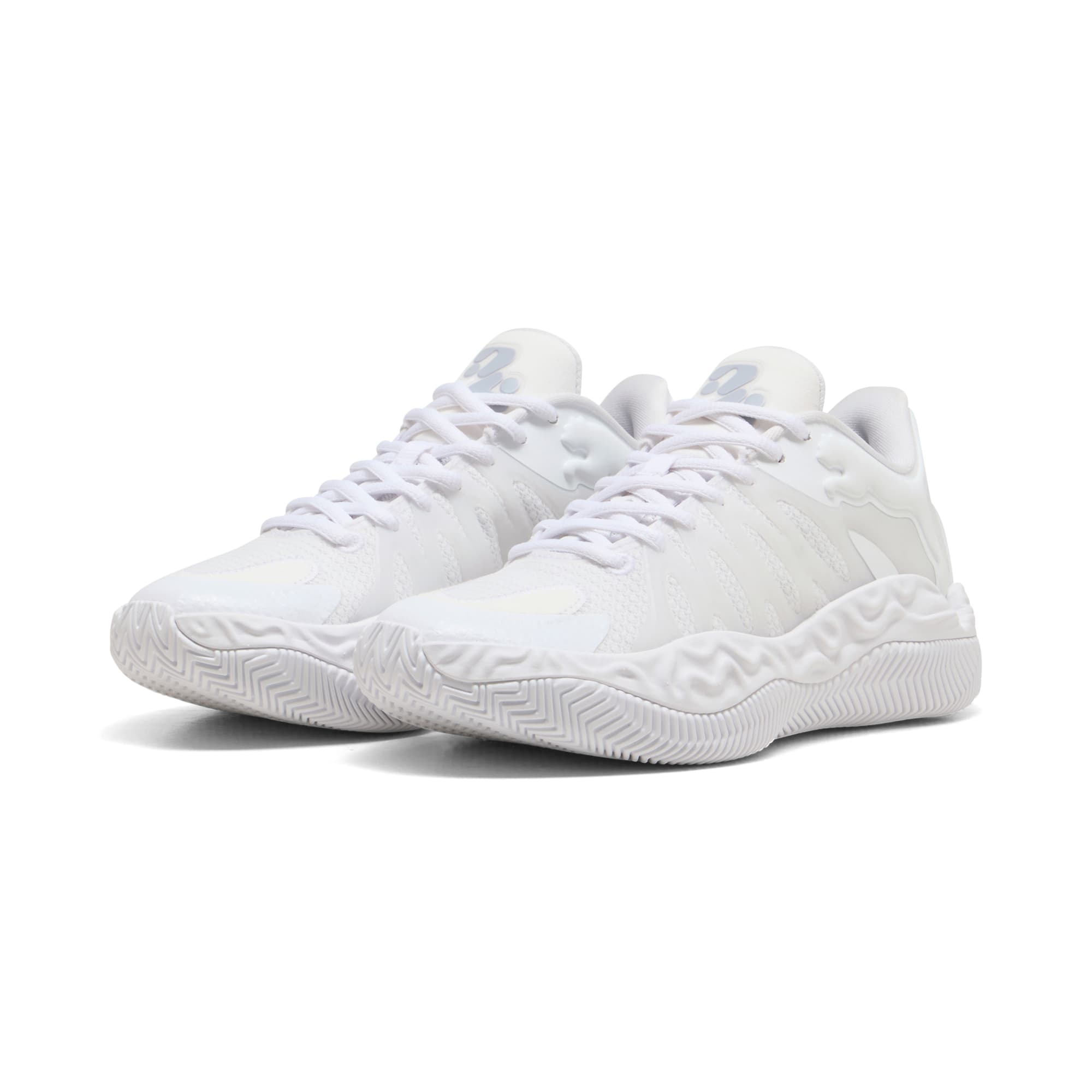 3 Colores, Tenis de basquetbol juveniles Hali 1 – PUMA White-Vibrant Silver – vista 2