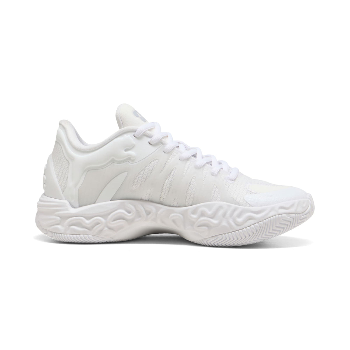 3 Colores, Tenis de basquetbol juveniles Hali 1 – PUMA White-Vibrant Silver – vista 5