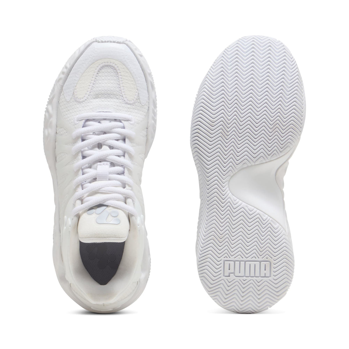 3 Colores, Tenis de basquetbol juveniles Hali 1 – PUMA White-Vibrant Silver – vista 4