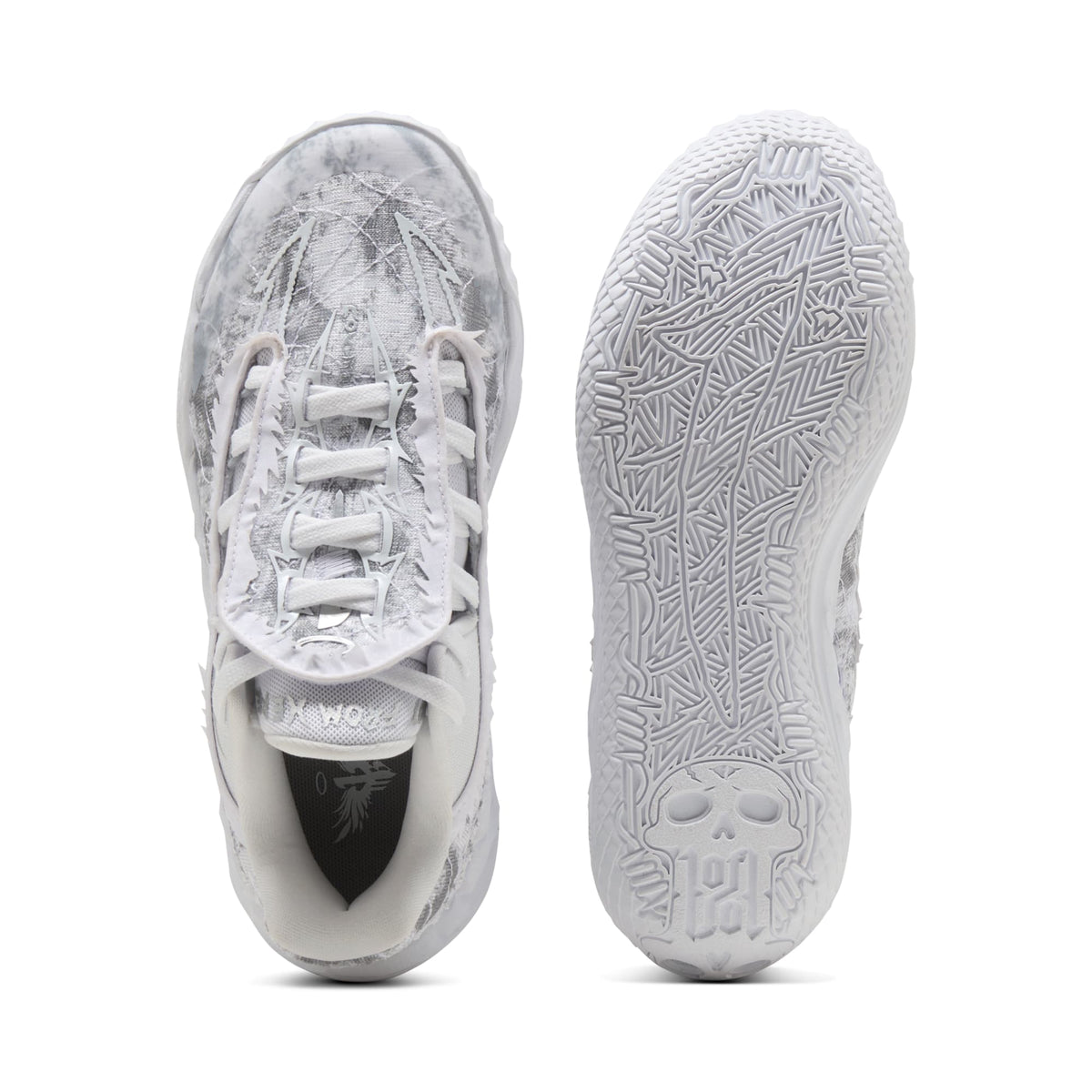 3 Colores, Tenis de basquetbol juveniles MB.05 Lo Team – PUMA White-Gray Echo – vista 4