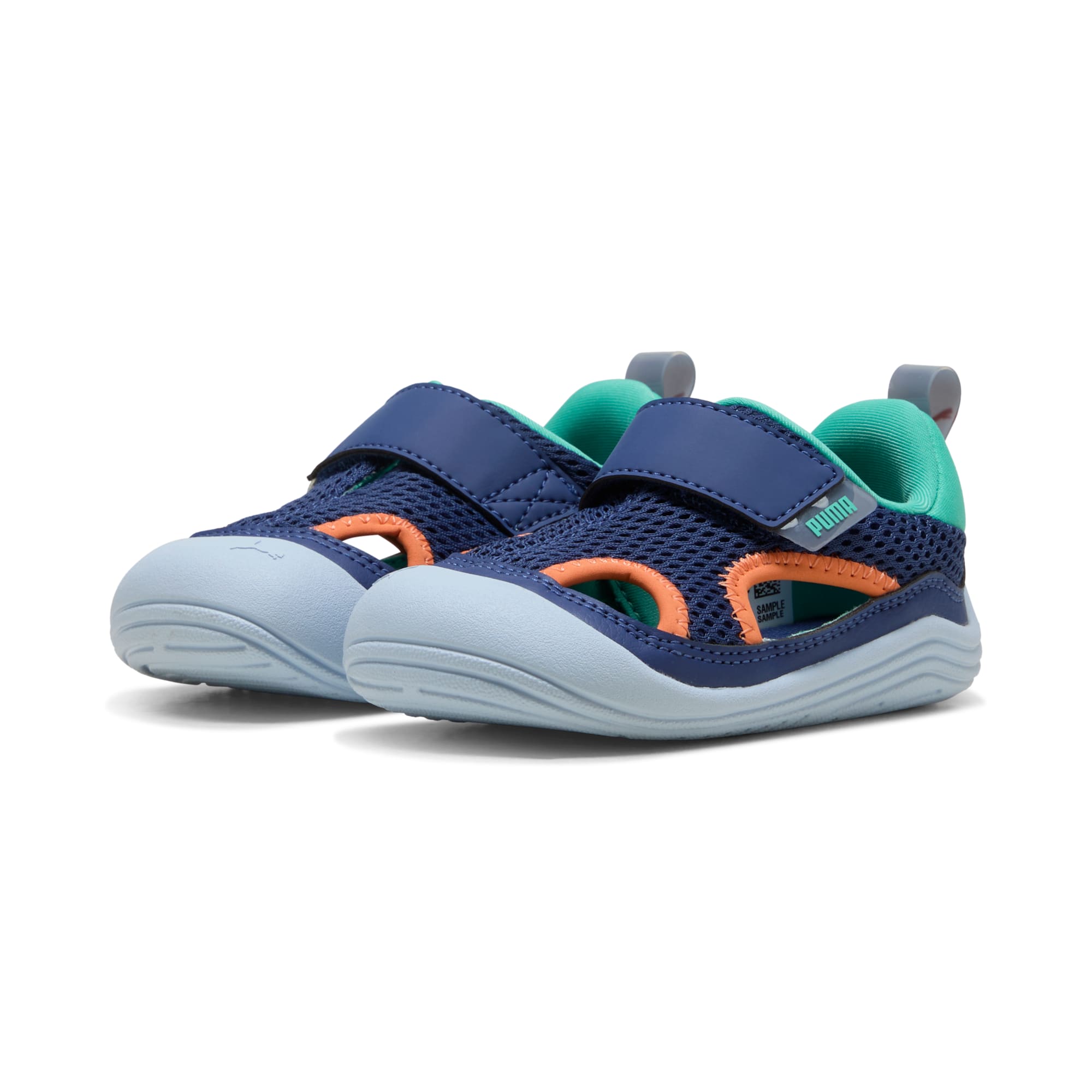 2 Colores, Tenis infantiles Easy On PUMA Kitten Summer – Blue Jewel-Vibrant Green-Melon Glow – vista 2