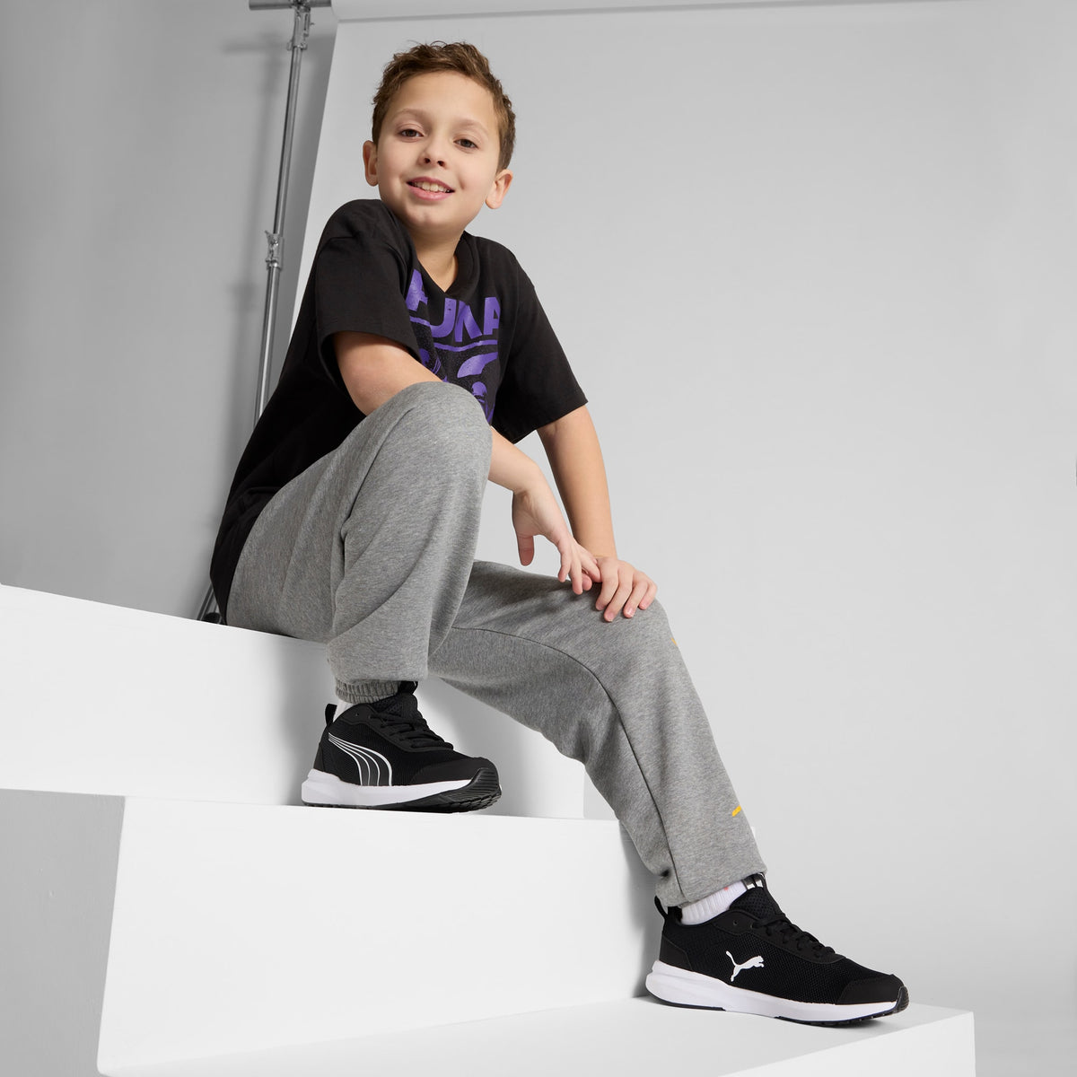 4 Colores, Tenis juvenil Kruz PROFOAM – Puma Black-Puma White – vista 3