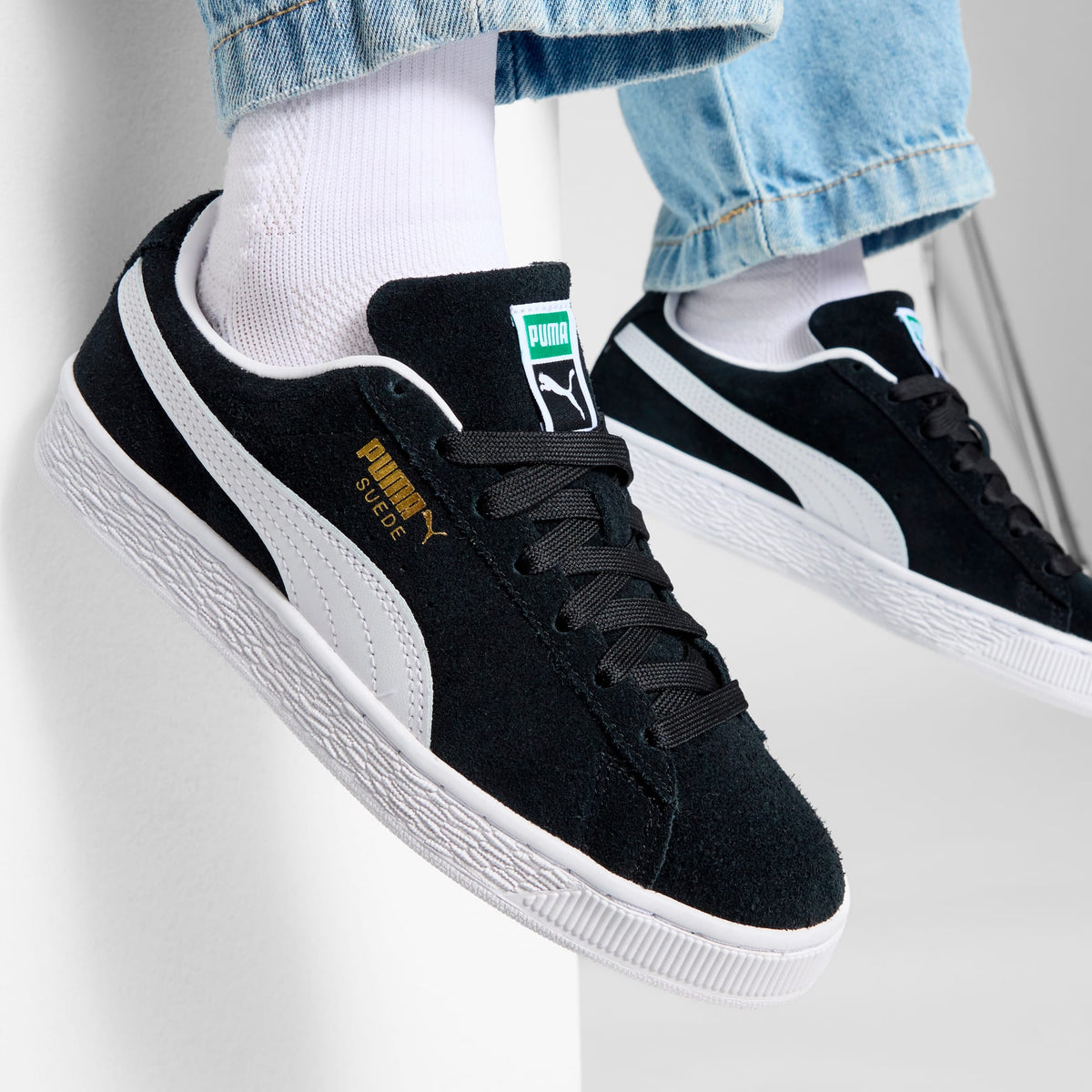 7 Colores, Tenis juvenil Suede Classic – Puma Black-Puma White – vista 2