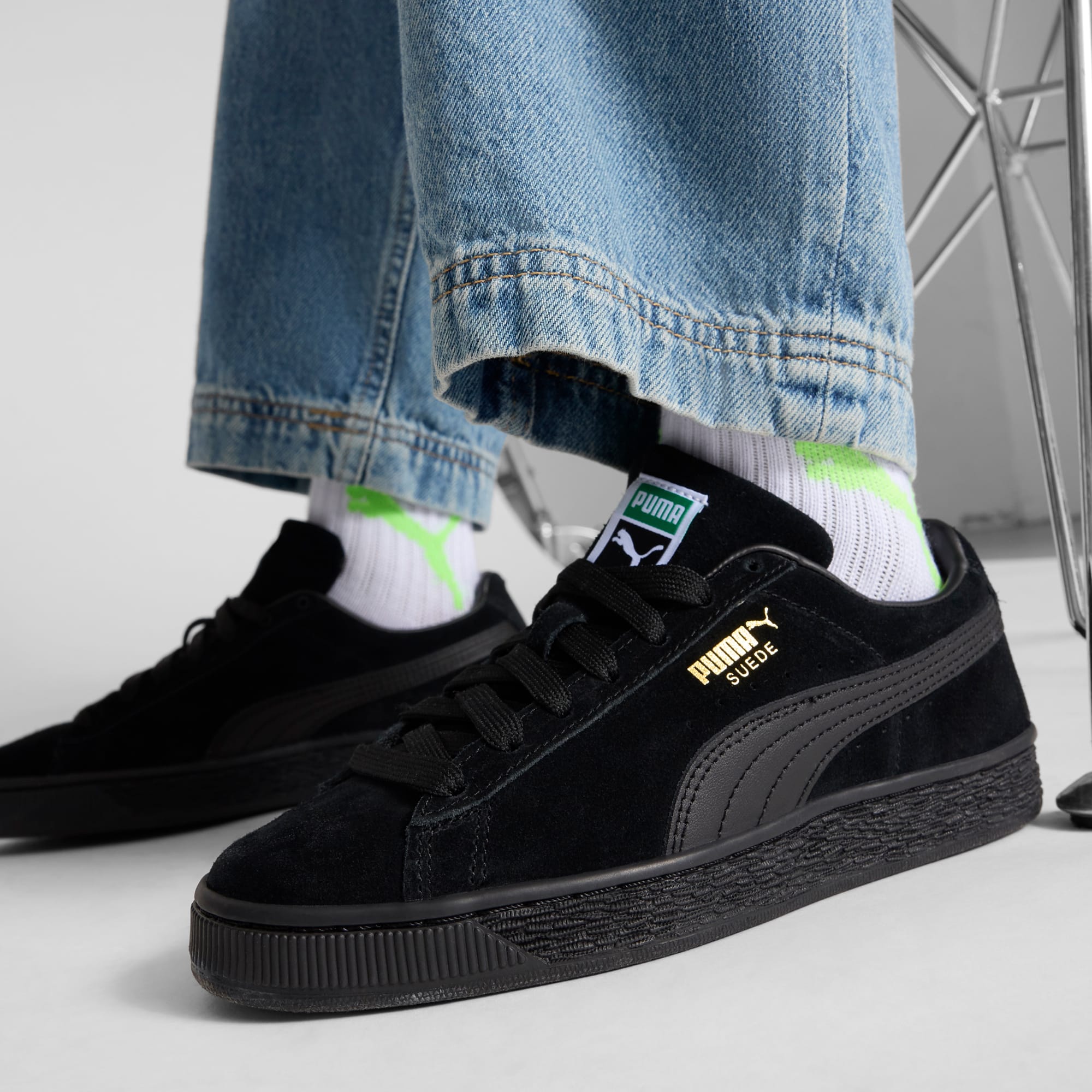 7 Colores, Tenis juvenil Suede Classic – PUMA Black-PUMA Black – vista 2