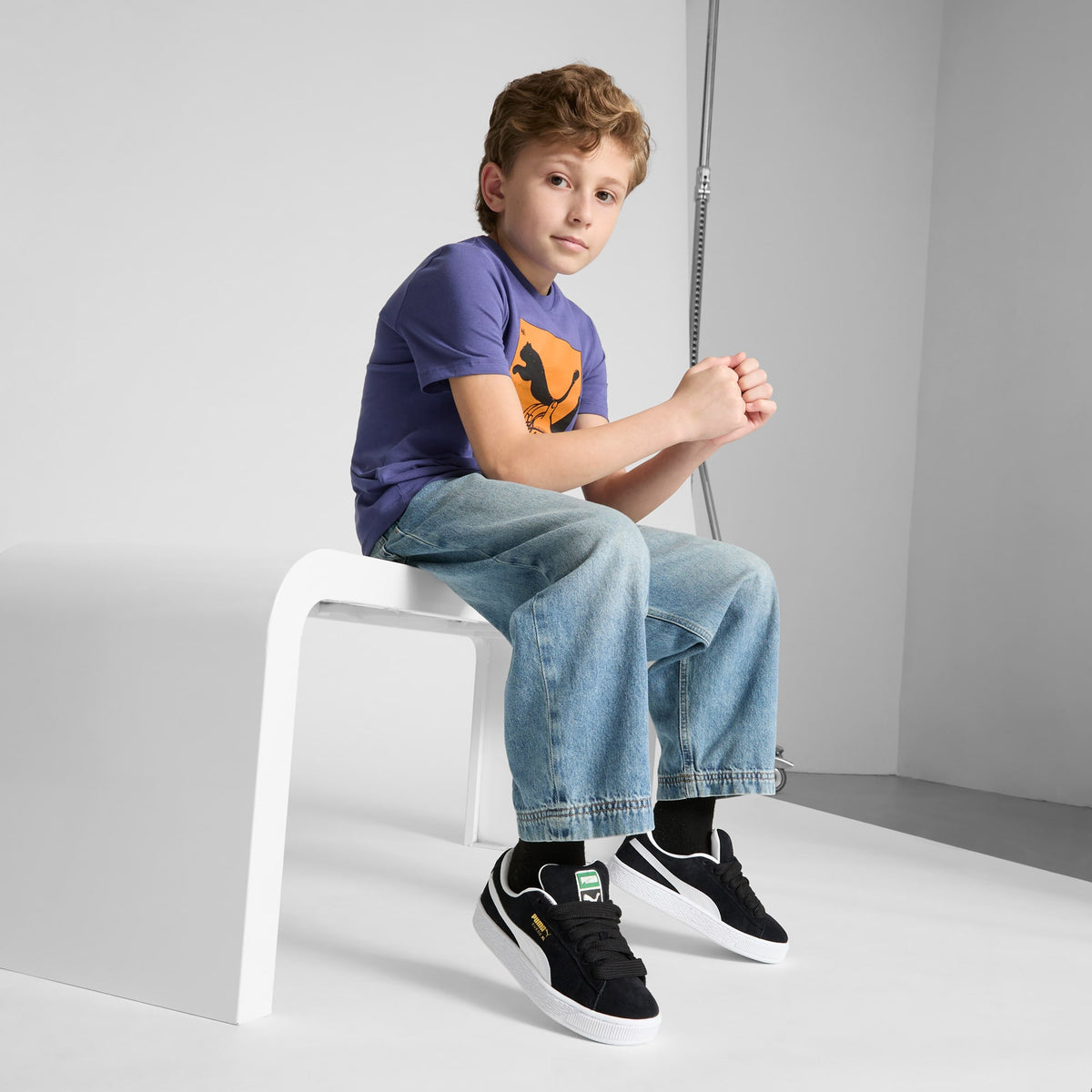 7 Colores, Tenis juvenil Suede XL – Puma Black-Puma White – vista 3