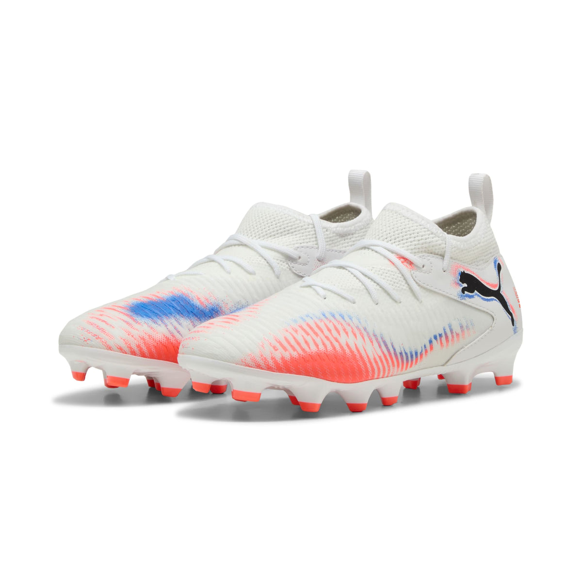 3 Colores, Tenis juveniles FUTURE 8 MATCH para superficies firmes y superficies artificiales – PUMA White-PUMA Black-Glowing Red – vista 2