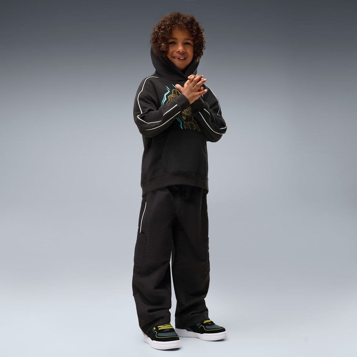 Tenis para niños pequeños PUMA x TRANSFORMERS California Pro – PUMA Black-Bright Mango Yellow – vista 3