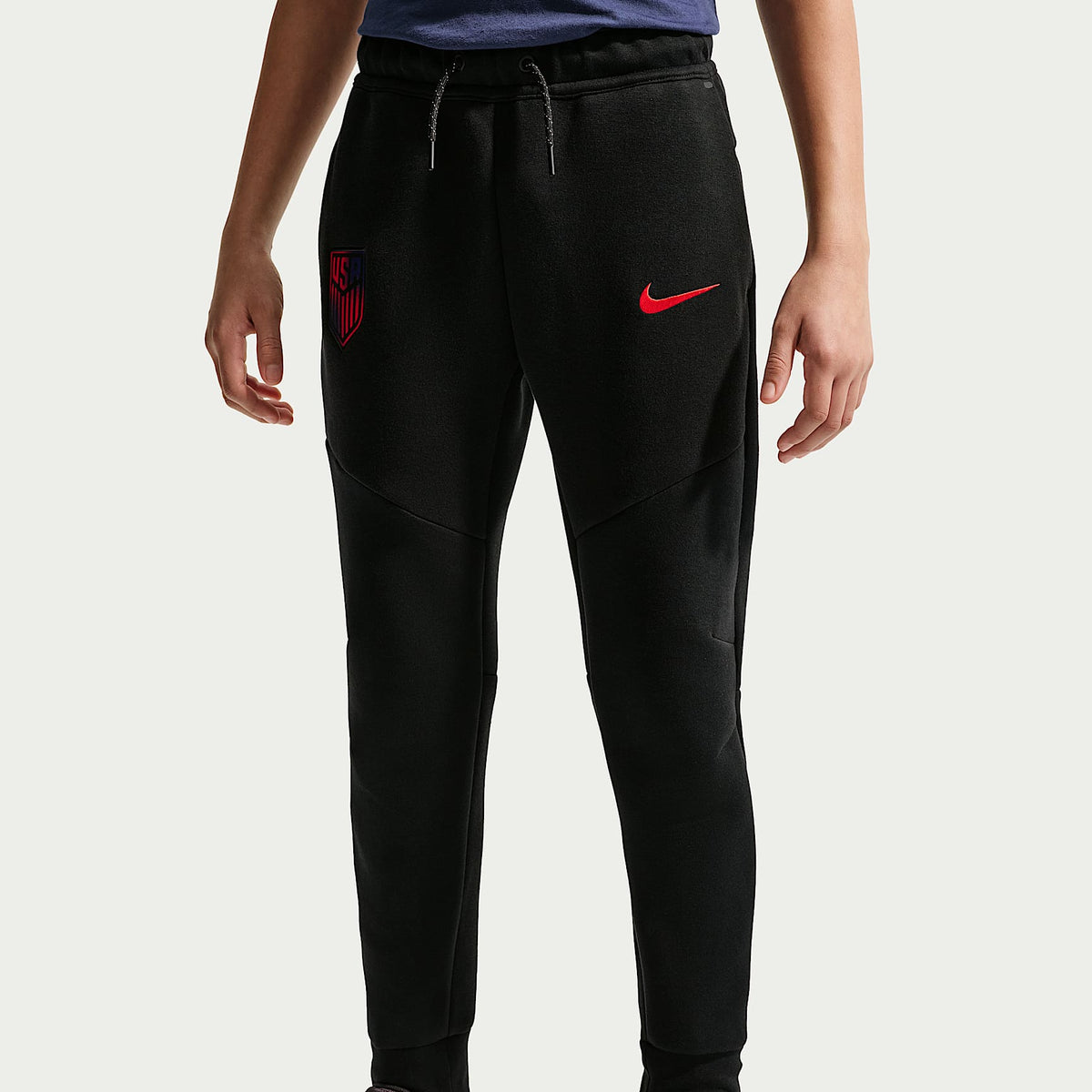 Pants de fútbol Nike para niño talla grande USMNT Tech Fleece – Negro/Rojo reto – vista 2