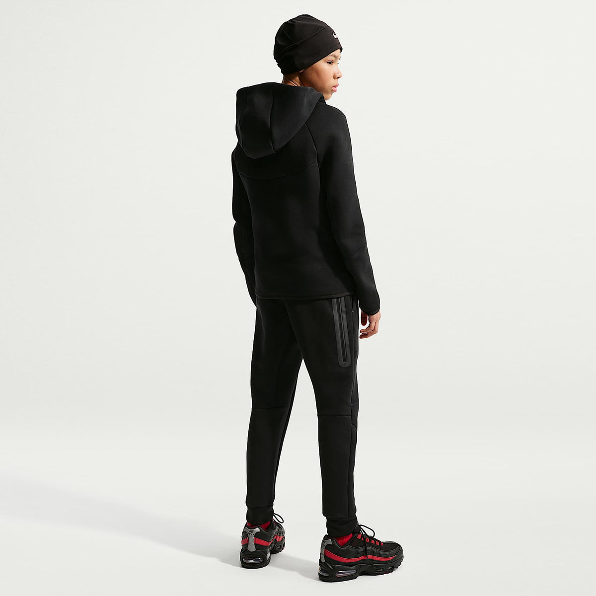Pants de fútbol Nike para niño talla grande USMNT Tech Fleece – Negro/Rojo reto – vista 5
