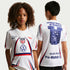 Playera de futbol de manga corta para niños talla grande USA x V.A.A. – Blanco/Azul royal intenso – vista 1