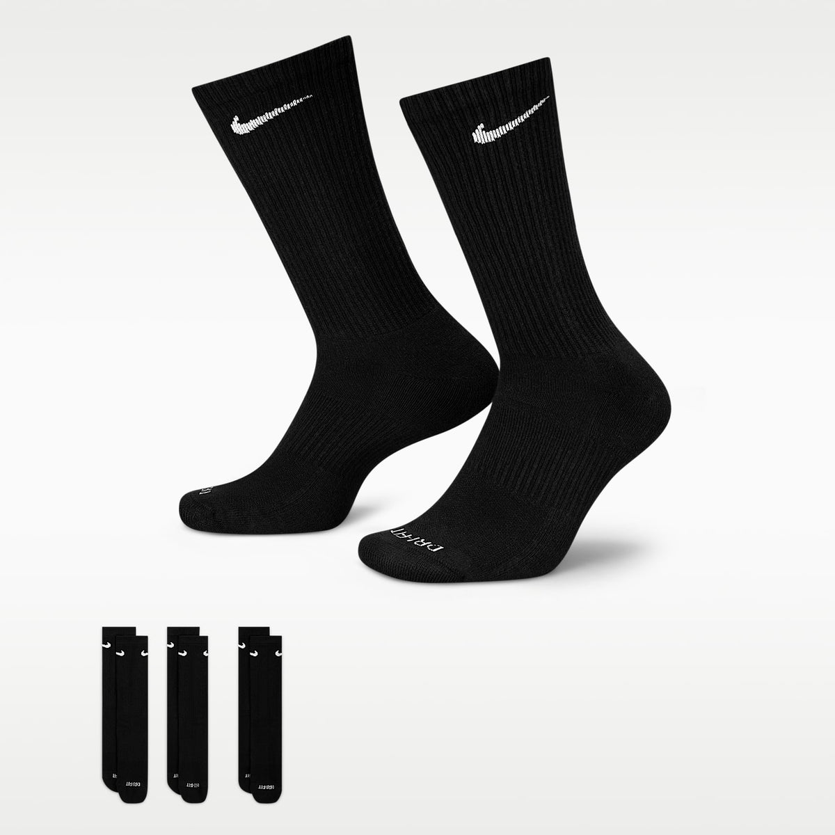 Calcetas de entrenamiento (3 pares) Nike Everyday Plus Cushioned – Negro/Blanco – vista 1