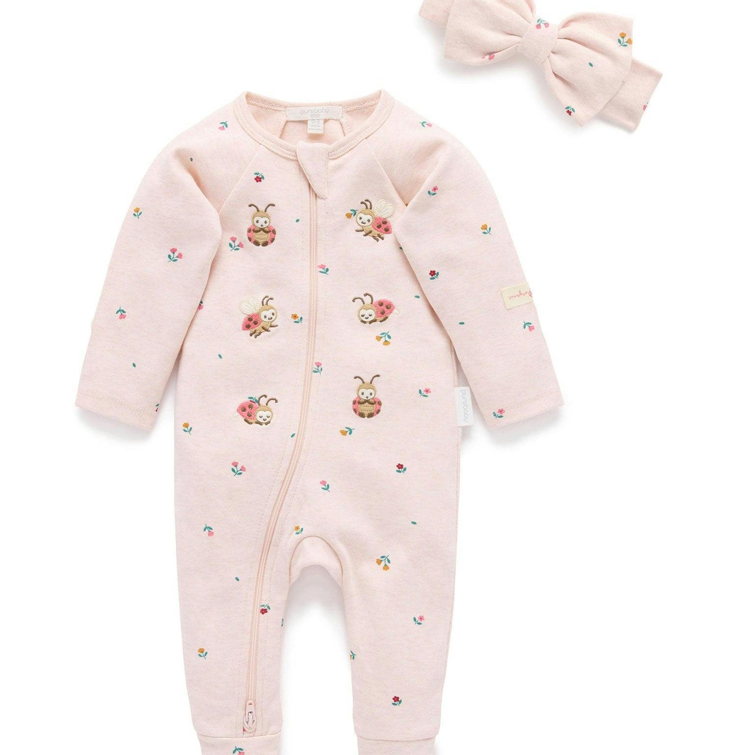Thick Zip Growsuit Set Sweet Pea Print