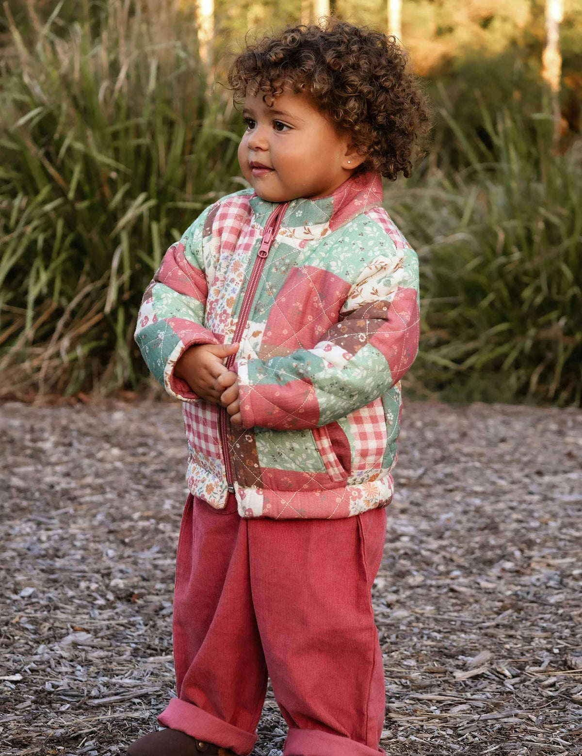 Chaqueta Acolchada Reversible Purebaby con Estampado Patchwork