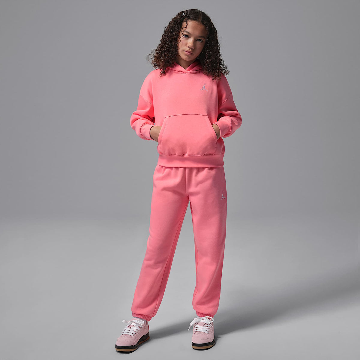 Sudadera con gorro sin cierre para niños talla grande Jordan Brooklyn Fleece – Rosa – vista 6