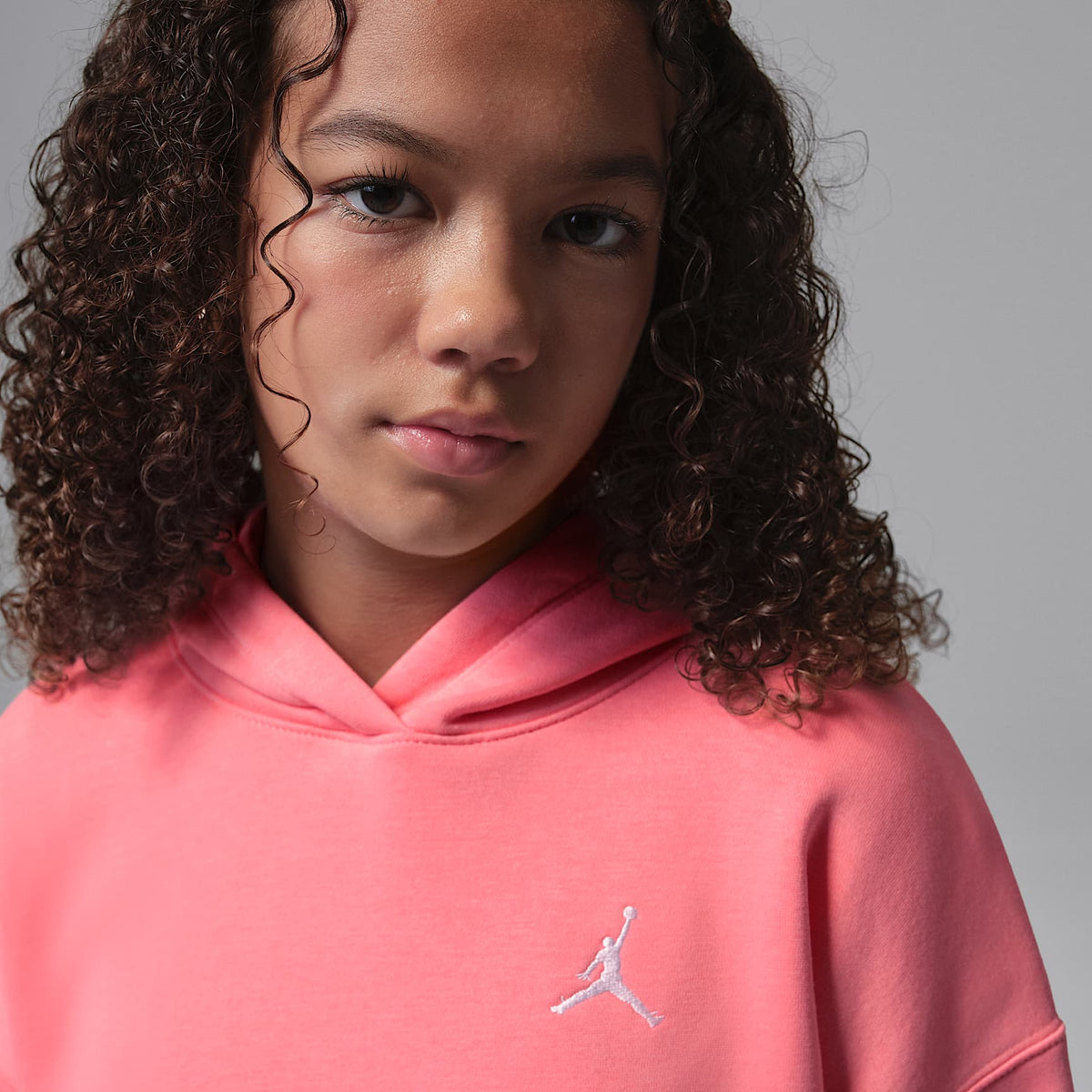 Sudadera con gorro sin cierre para niños talla grande Jordan Brooklyn Fleece – Rosa – vista 3