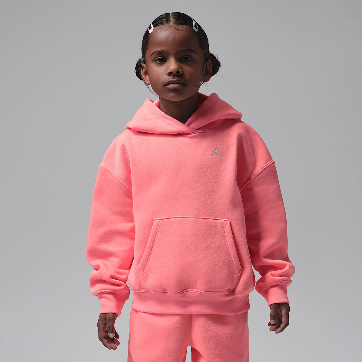 Sudadera con gorro sin cierre para niños talla pequeña Jordan Brooklyn Fleece – Rosa – vista 1