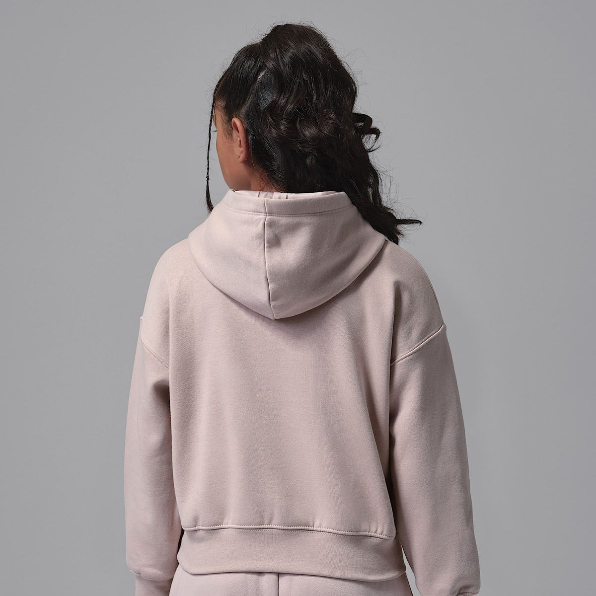 Sudadera con gorro sin cierre para niños talla grande Jordan Brooklyn Fleece – Rosa – vista 2
