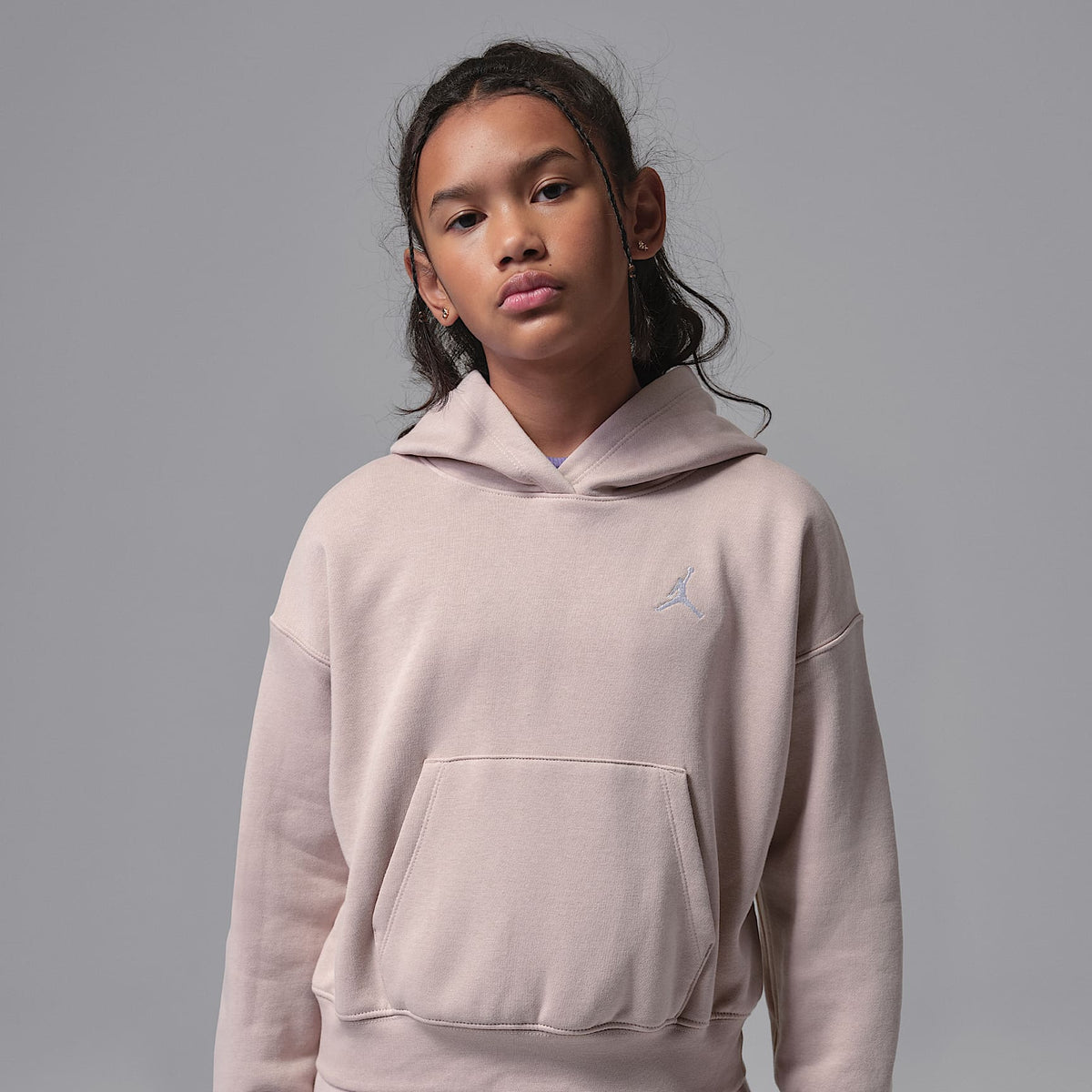 Sudadera con gorro sin cierre para niños talla grande Jordan Brooklyn Fleece – Rosa – vista 1