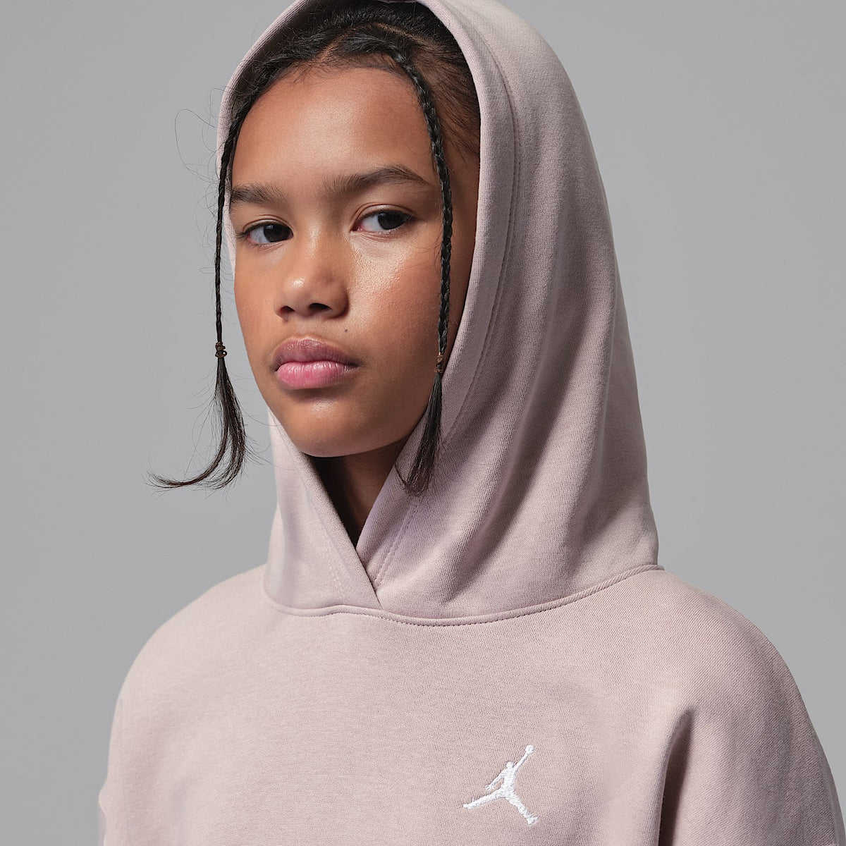 Sudadera con gorro sin cierre para niños talla grande Jordan Brooklyn Fleece – Rosa – vista 6