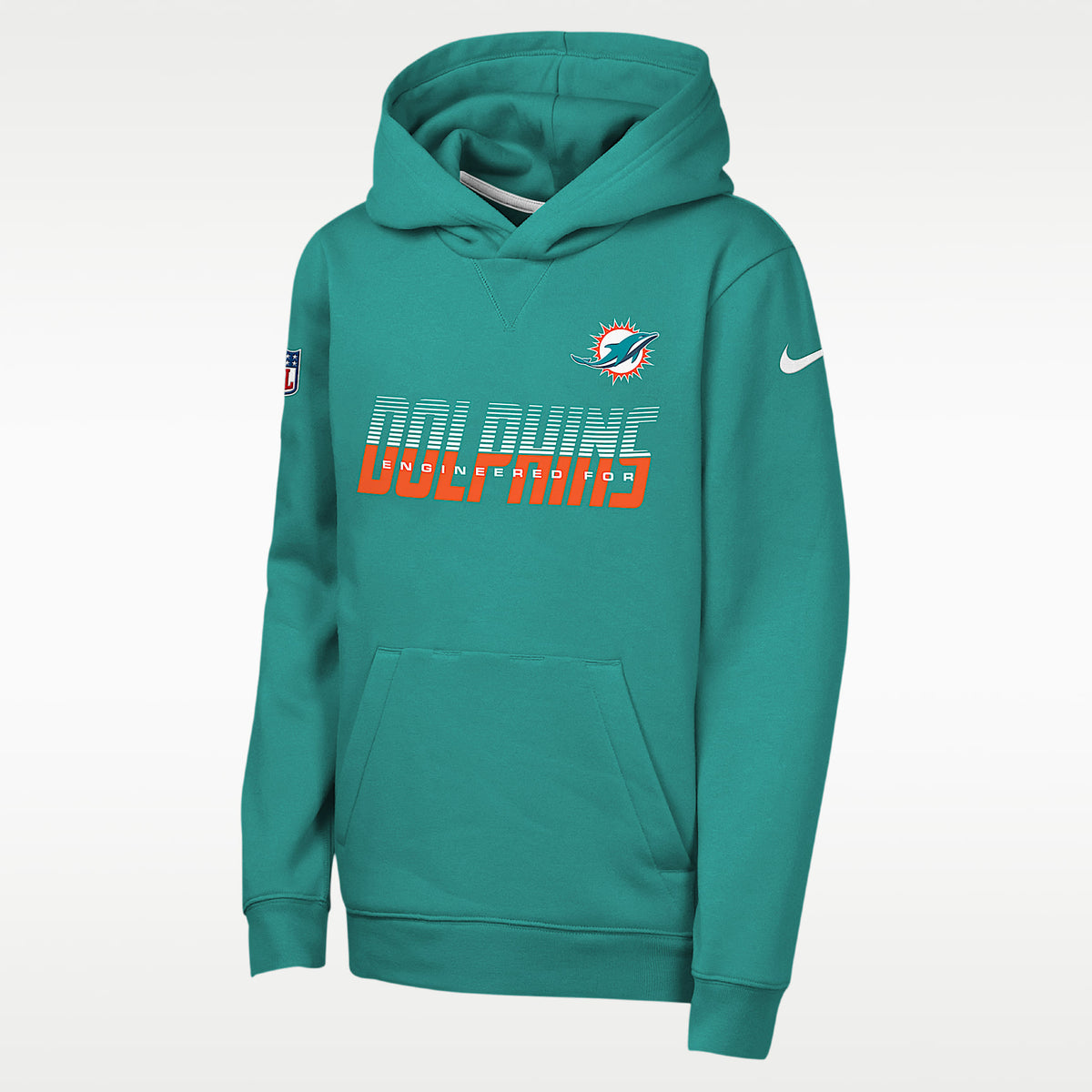 Sudadera con gorro sin cierre Nike Dri-FIT de la NFL para niños talla grande Miami Dolphins Sideline – Agua – vista 1