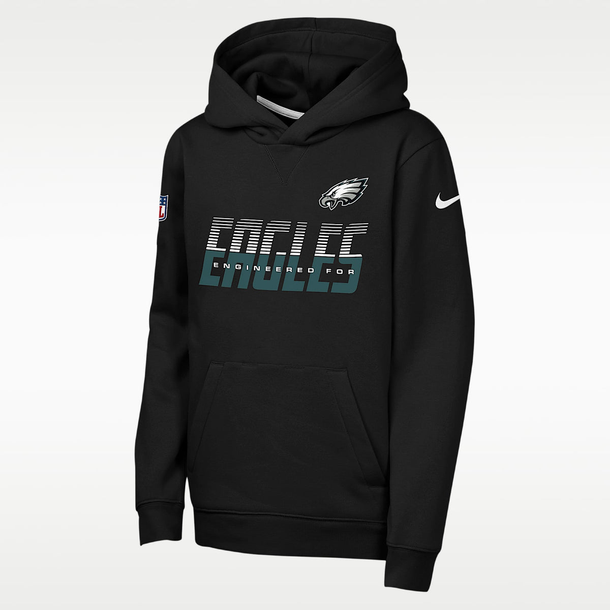 Sudadera con gorro sin cierre Nike Dri-FIT de la NFL para niños talla grande Philadelphia Eagles Sideline – Negro – vista 1