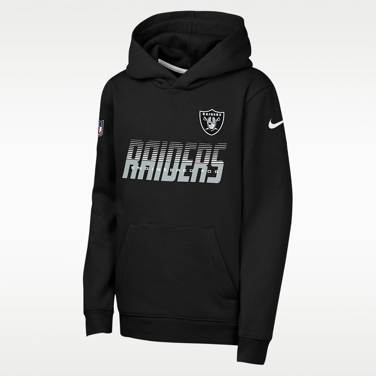 Sudadera con gorro sin cierre Nike Dri-FIT de la NFL para niños talla grande Las Vegas Raiders Sideline – Negro – vista 1