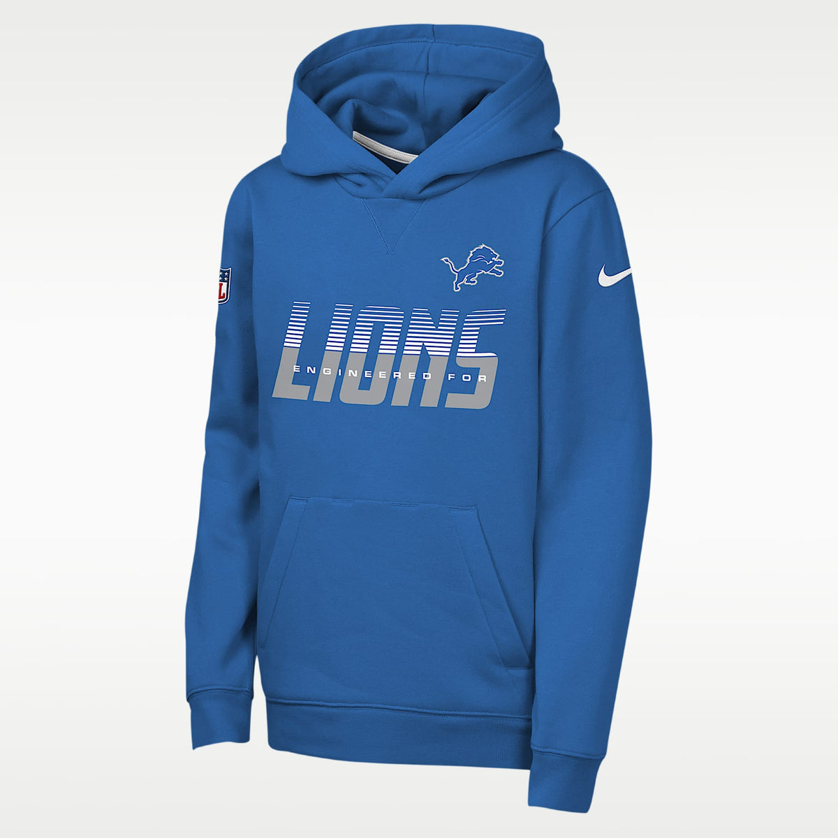 Sudadera con gorro sin cierre Nike Dri-FIT de la NFL para niños talla grande Detroit Lions Sideline – Azul – vista 1