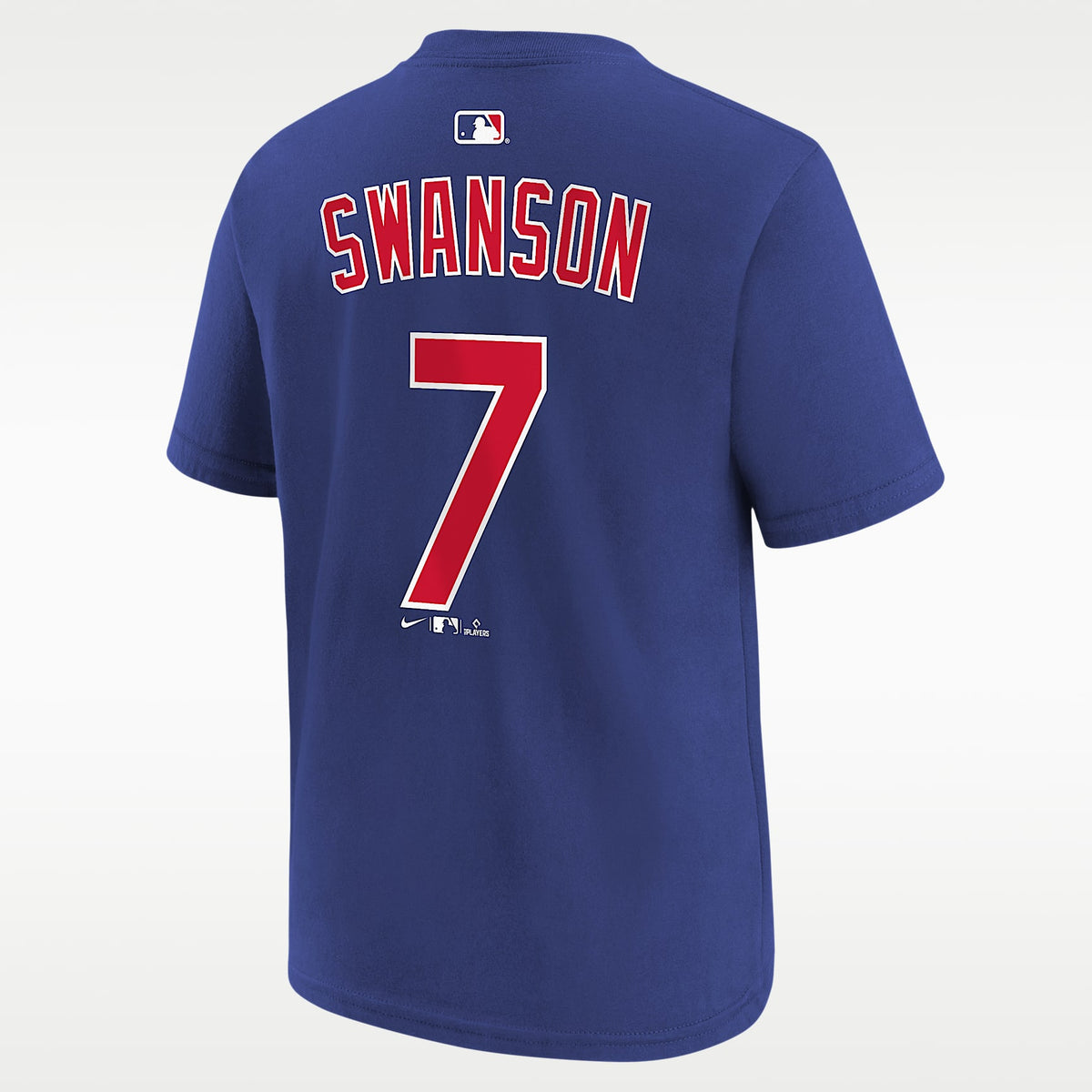 Playera Nike de la MLB para niños talla grande Dansby Swanson Chicago Cubs – Azul enérgico – vista 2