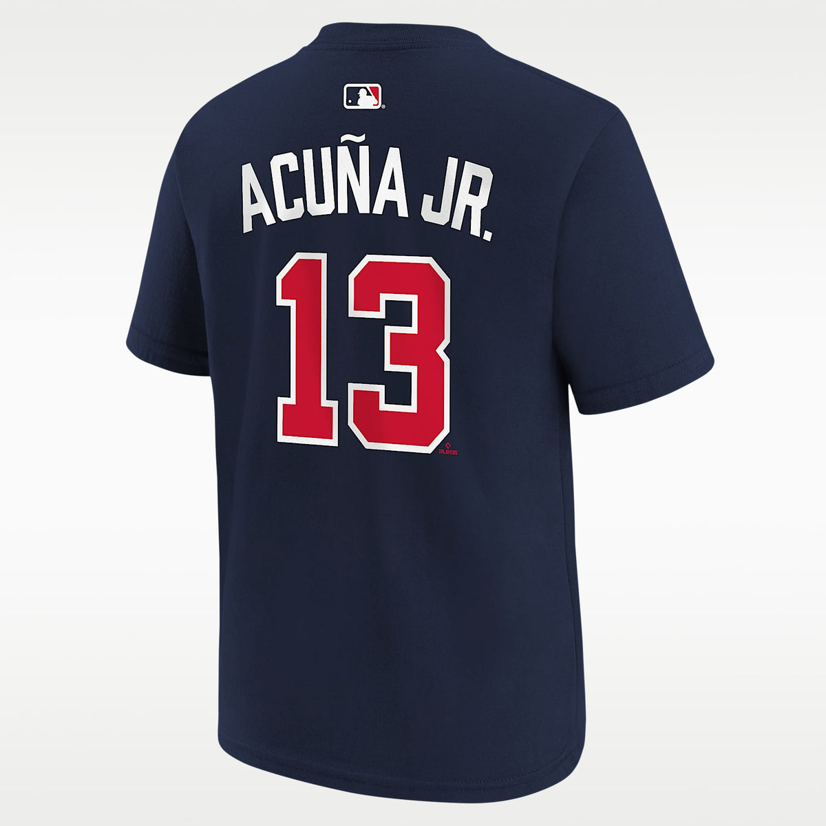 Playera Nike de la MLB para niños talla grande Ronald Acuña Jr. Atlanta Braves – Azul marino – vista 2