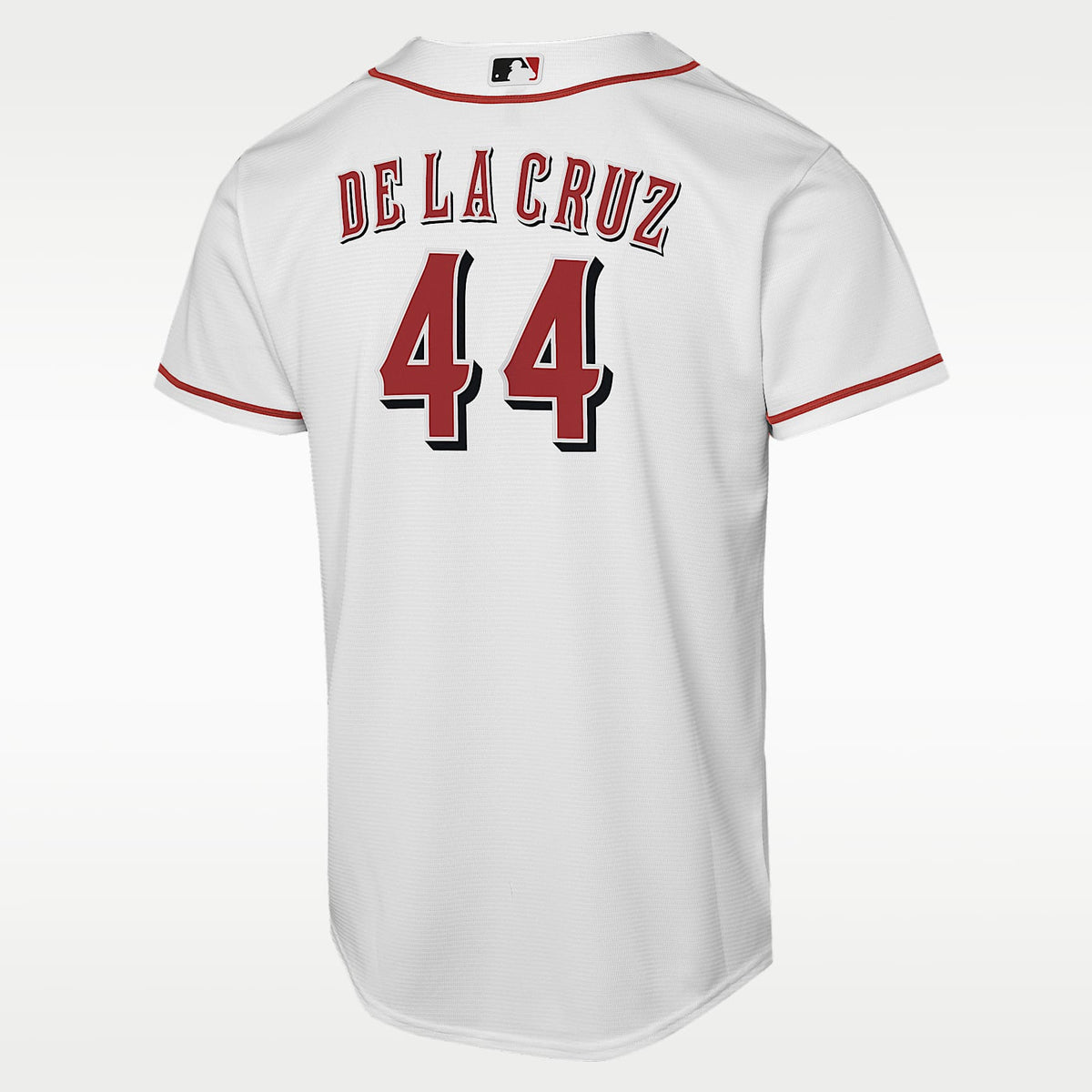 Jersey Nike de la MLB Replica local para niños talla grande Elly De La Cruz Cincinnati Reds Baseline – Blanco – vista 2