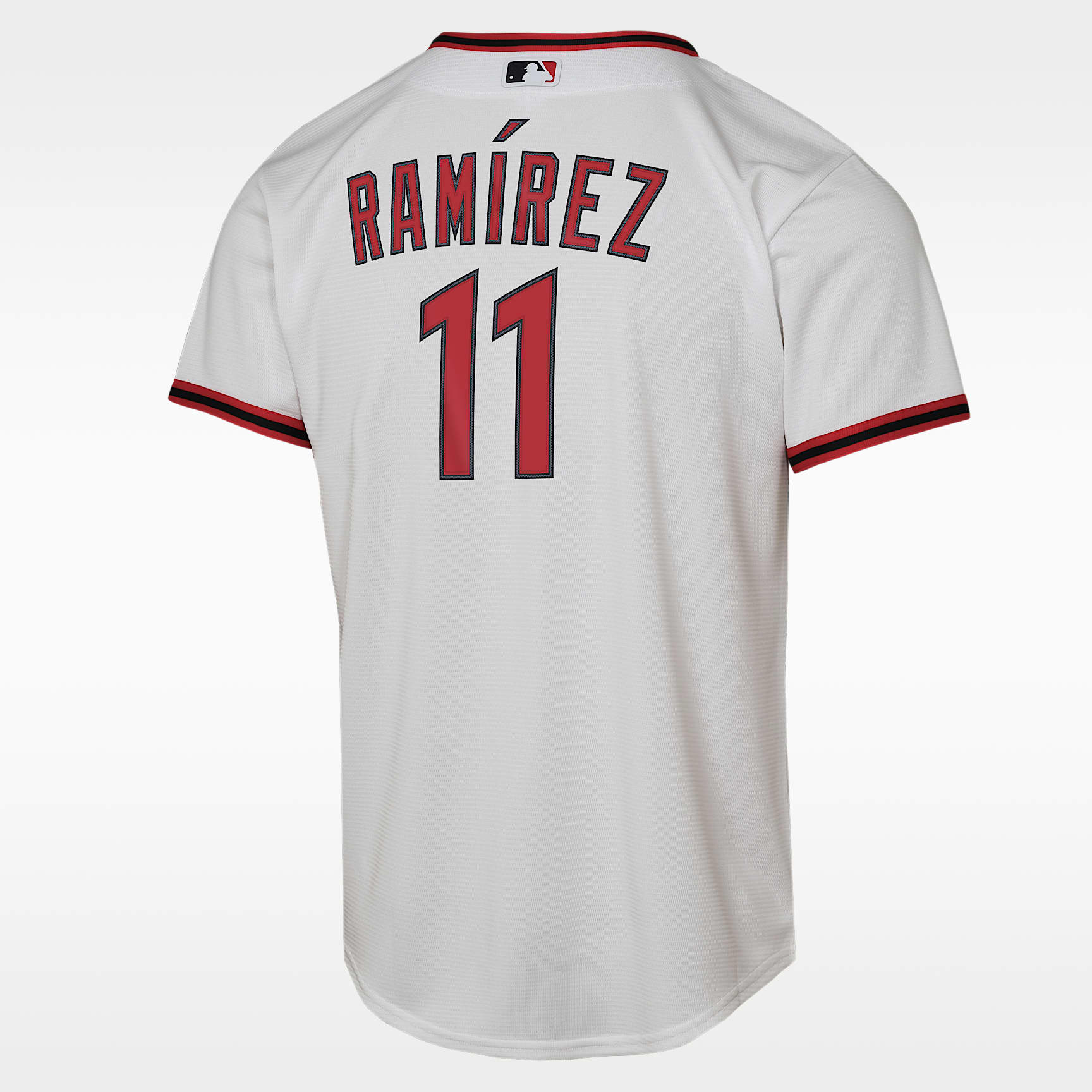 Jersey Nike de la MLB Replica local para niños talla grande Jose Ramirez Cleveland Guardians Baseline – Blanco – vista 2