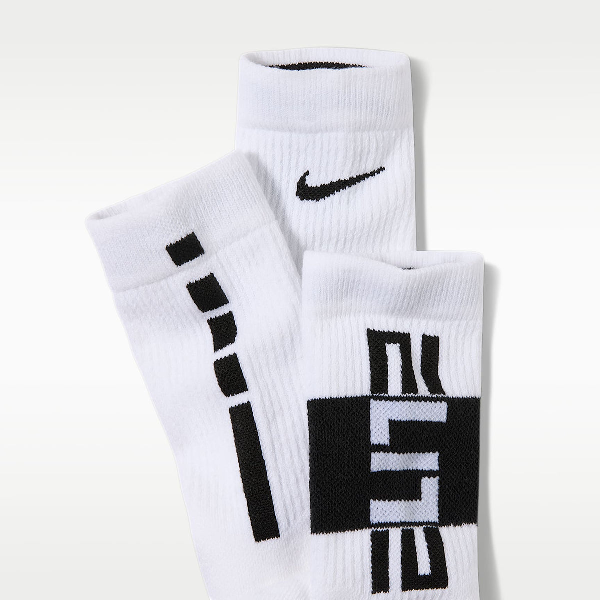 Calcetines largos de básquetbol para niños Nike Elite (3 pares) – Blanco/Negro – vista 2