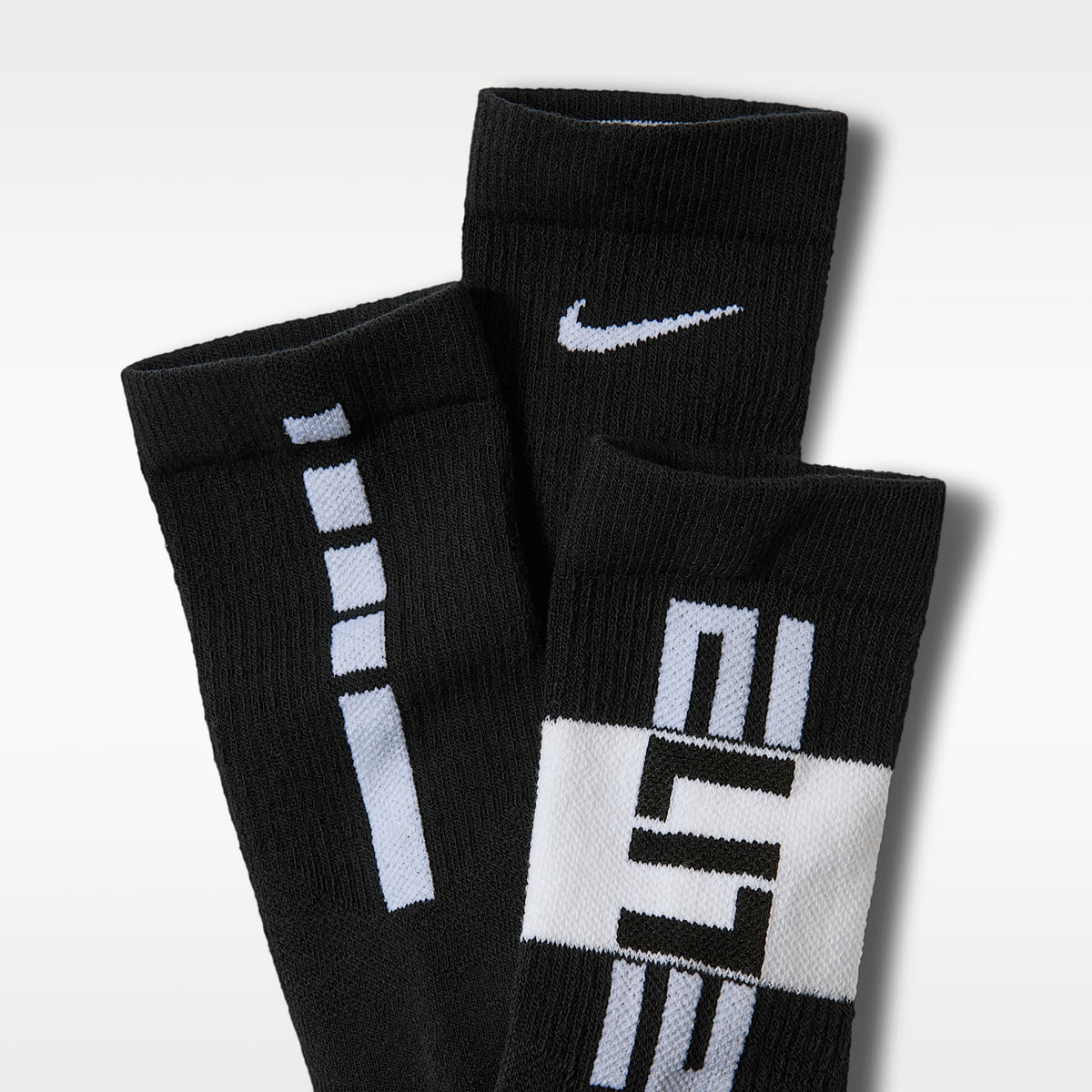 Calcetines largos de básquetbol para niños Nike Elite (3 pares) – Negro/Blanco – vista 2