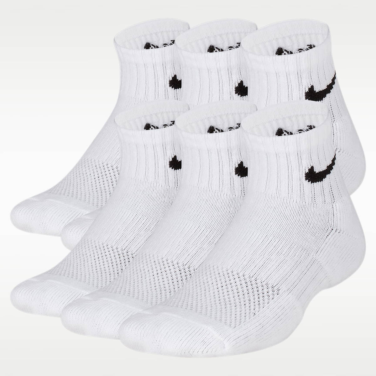 Calcetines al tobillo acolchados para niños Nike Everyday (6 pares) – Blanco/Negro – vista 1