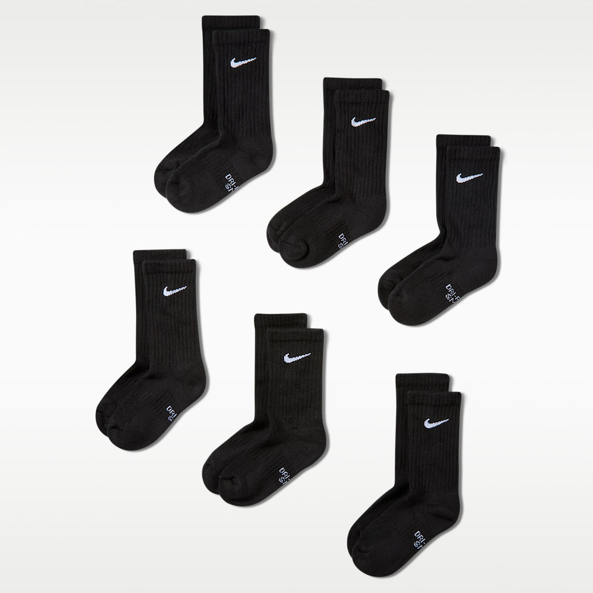 Calcetines largos con amortiguación para niños Nike Everyday (6 pares) – Negro/Blanco – vista 1