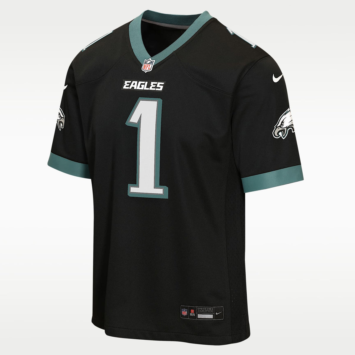 Jersey de juego para niños talla grande Jalen Hurts Philadelphia Eagles – Negro – vista 1