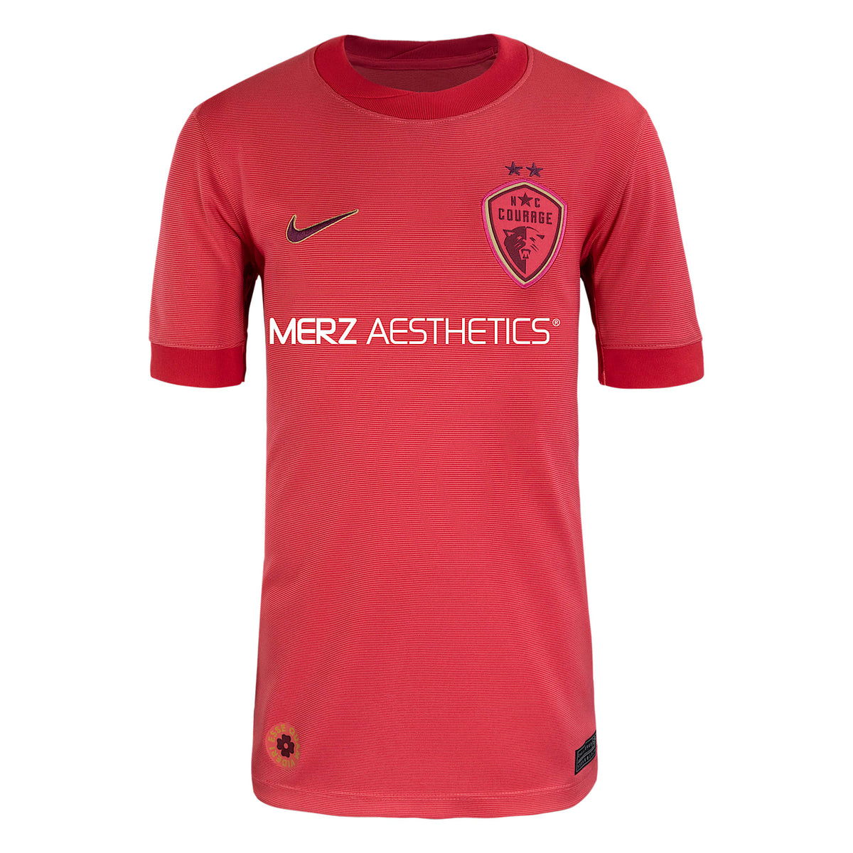 Jersey Nike Dri-FIT de la NWSL Replica para niños talla grande North Carolina Courage visitante 2025 Stadium – Rosa margarita/Baya intenso – vista 1
