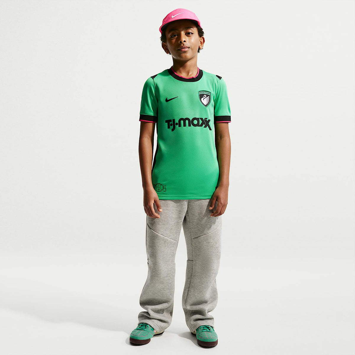 Jersey Nike Dri-FIT Replica del Boston Legacy Stadium Edition para niños talla grande – Verde impacto – vista 4