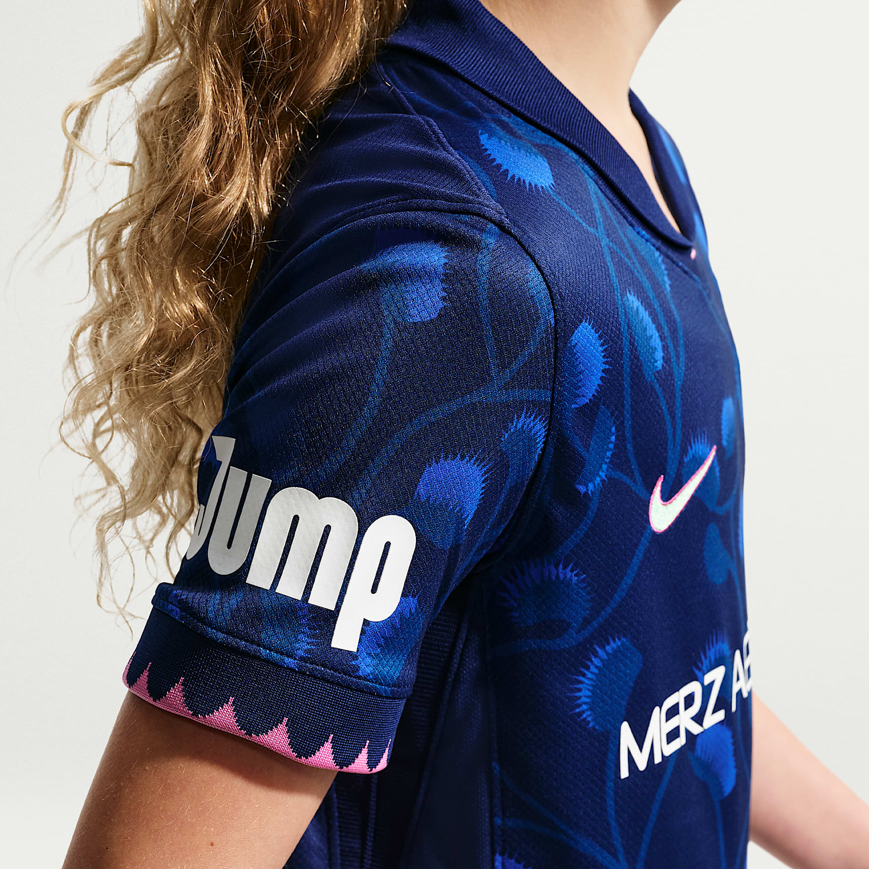 Jersey Nike Dri-FIT de la NWSL Replica para niños talla grande North Carolina Courage Stadium Away – Azul vacío – vista 2