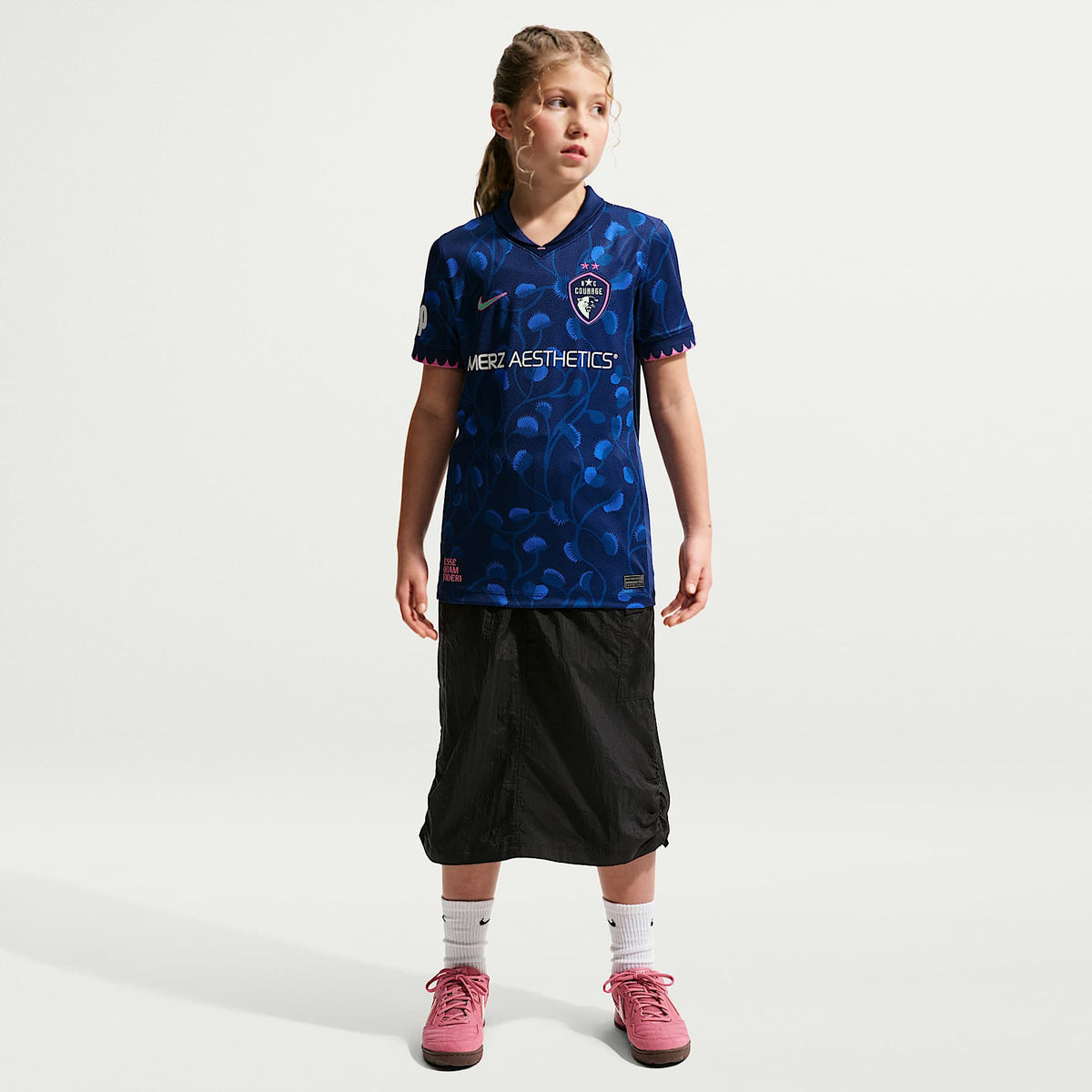 Jersey Nike Dri-FIT de la NWSL Replica para niños talla grande North Carolina Courage Stadium Away – Azul vacío – vista 4