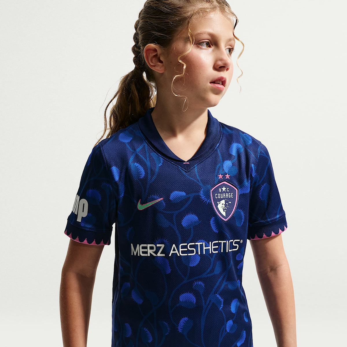 Jersey Nike Dri-FIT de la NWSL Replica para niños talla grande North Carolina Courage Stadium Away – Azul vacío – vista 1