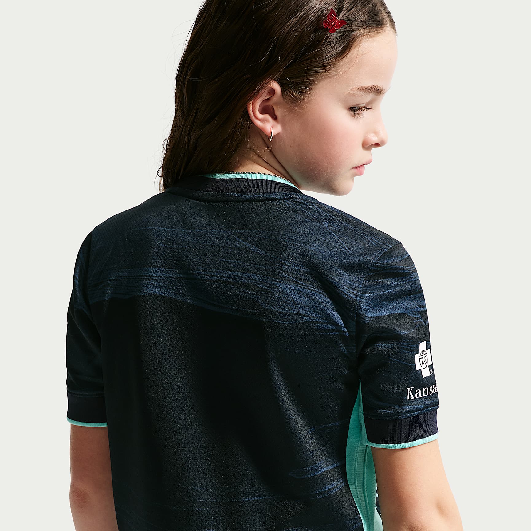 Jersey Nike Dri-FIT de la NWSL Replica para niños talla grande Kansas City Current Stadium Away – Obsidiana oscuro – vista 2