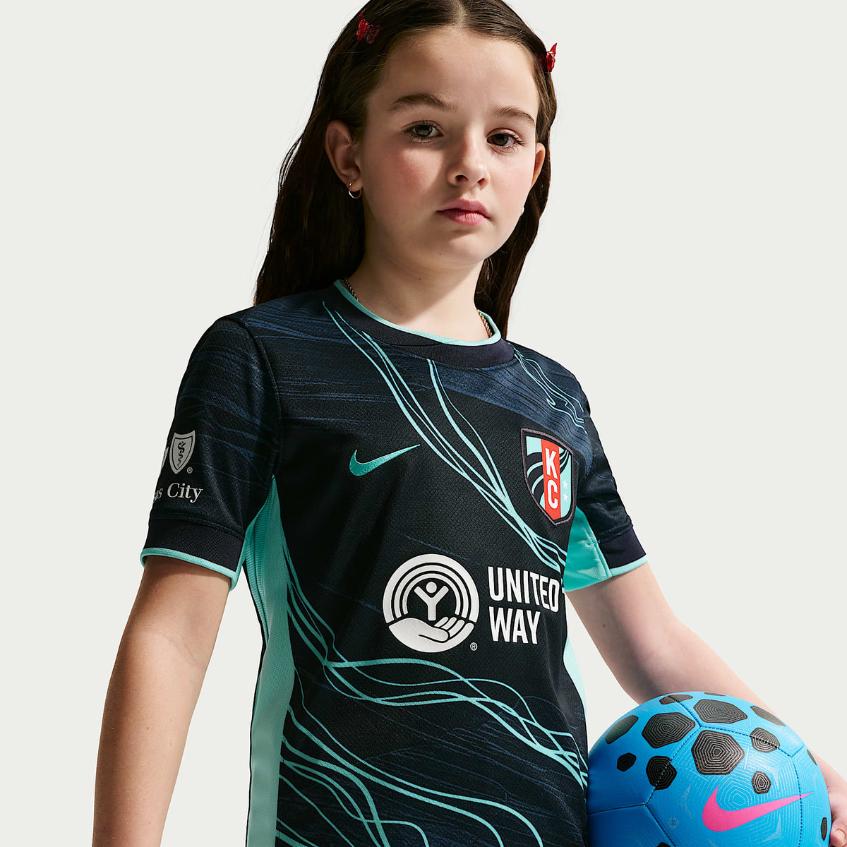 Jersey Nike Dri-FIT de la NWSL Replica para niños talla grande Kansas City Current Stadium Away – Obsidiana oscuro – vista 1