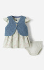 Conjunto Babyfresh Vestido con Bloomer y Chaleco Bebé Niña