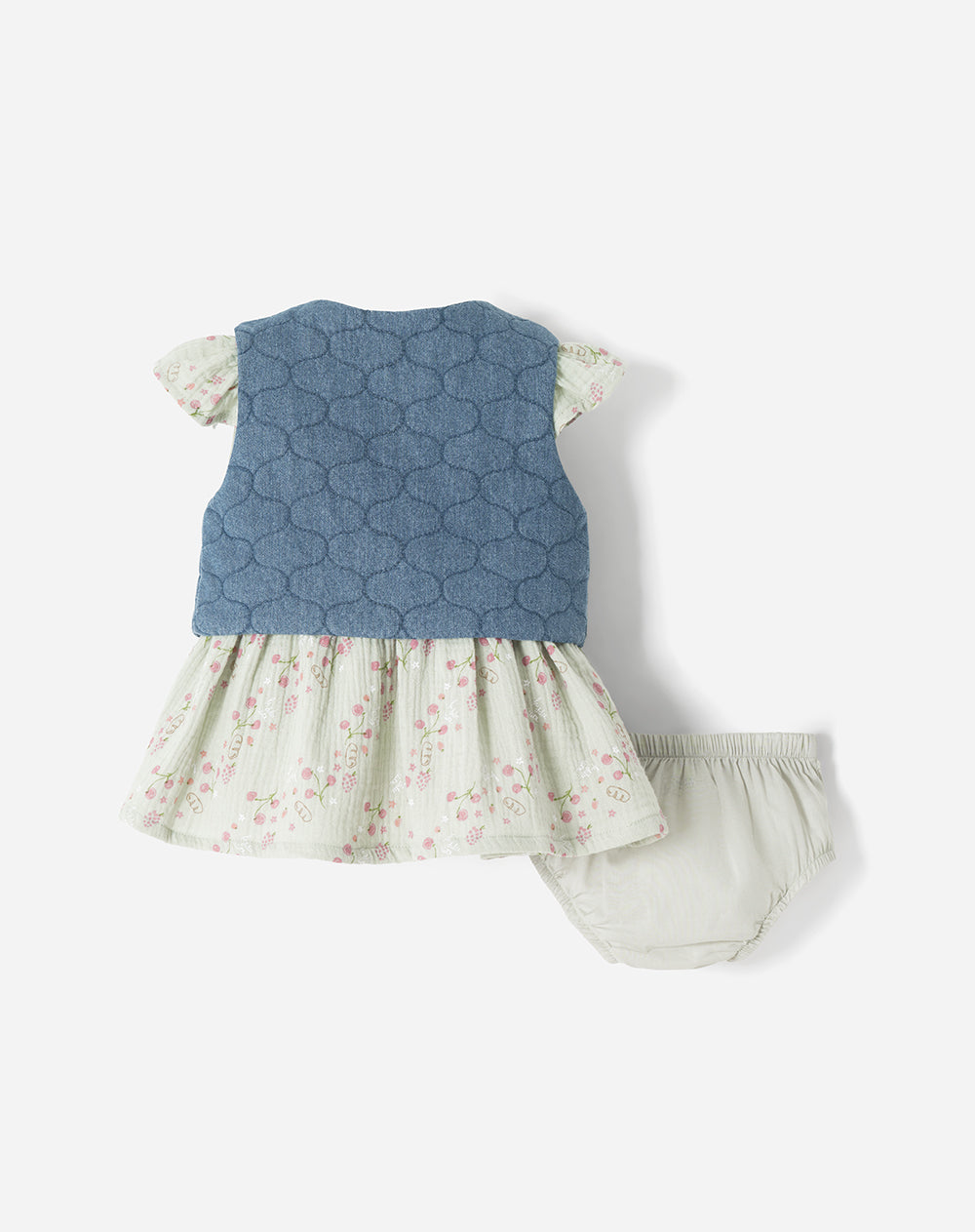 Conjunto Babyfresh Vestido con Bloomer y Chaleco Bebé Niña